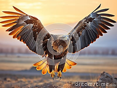 Steppe Eagle Cartoon Illustration