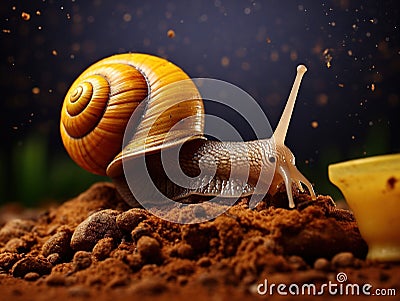 Yellow Snail Cartoon Illustration