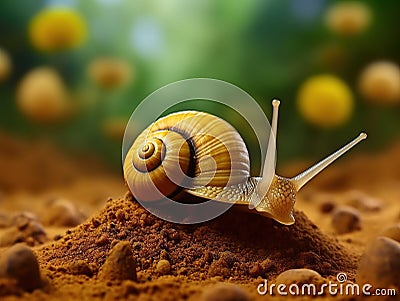 Yellow Snail Cartoon Illustration