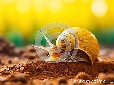 Yellow Snail Cartoon Illustration
