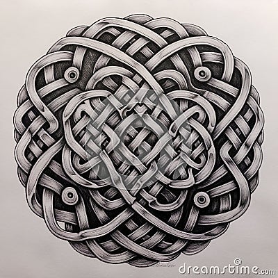 AI generated illustration of intricate knotwork patterns on a light background Cartoon Illustration