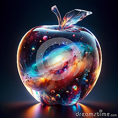 An isolated, macro-focused image of a glass apple peel Cartoon Illustration