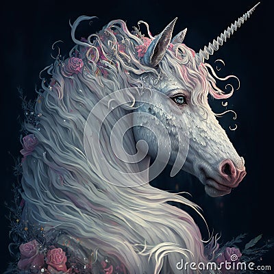 AI generated illustration of the last unicorn Cartoon Illustration