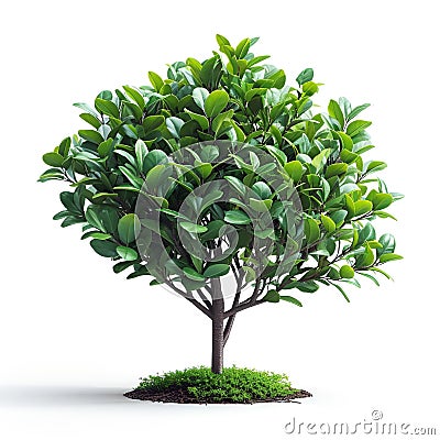 AI generated illustration of a lush green shrub on a white background Cartoon Illustration