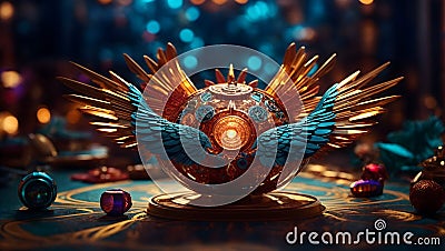 AI generated illustration of a magical mythical golden artifact Cartoon Illustration