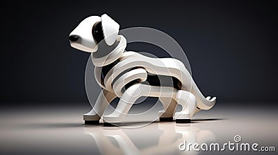 AI generated illustration of a miniature white toy dog on a reflective background Cartoon Illustration