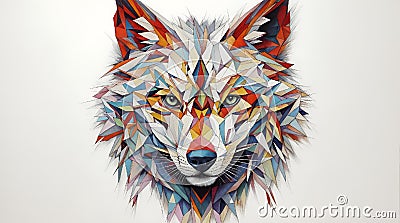 AI-generated illustration of a minimalist portrait of a wolf using geometric shapes Cartoon Illustration