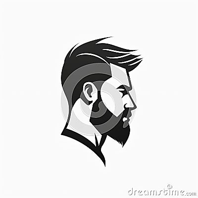 AI generated illustration of a minimalistic logo of a bearded man - barber styling concept Cartoon Illustration