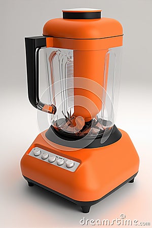 AI generated illustration of an orange blender for blending various fruits and vegatables Cartoon Illustration