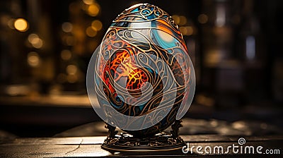AI generated illustration of an ornately decorated egg with a mystical design Cartoon Illustration