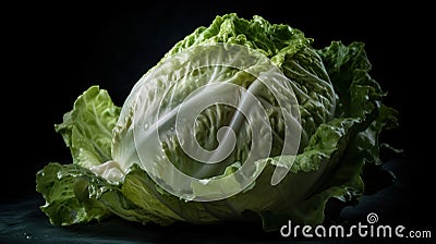 a bunch of lettuce on a black background Cartoon Illustration