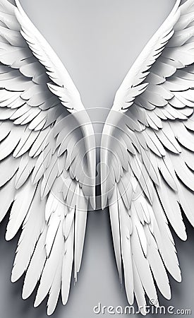 AI generated illustration of a pair of spread angelic wings Cartoon Illustration