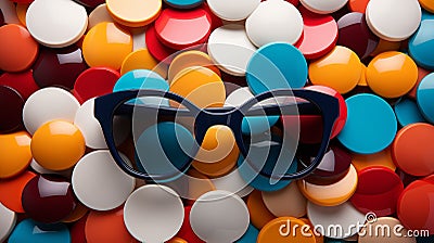 AI generated illustration of a pair of stylish sunglasses on a vibrant background Cartoon Illustration