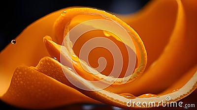 AI generated illustration of a partially peeled orange sits on top of an upside-down orange Cartoon Illustration