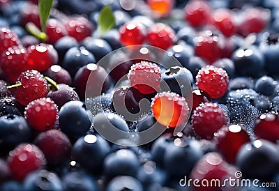 AI generated illustration of a pile of fresh blueberries Cartoon Illustration