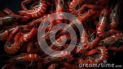 AI generated illustration of a pile of fresh prawns Cartoon Illustration