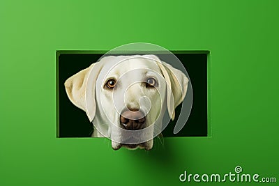 AI-generated illustration of a portrait of a Labrador Retriever dog on a minimalist background. Cartoon Illustration