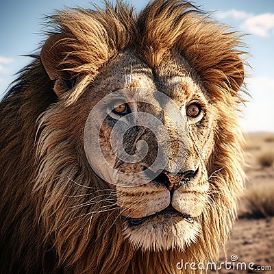 AI generated illustration of a portrait of a lion Cartoon Illustration