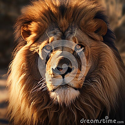 AI generated illustration of a portrait of a lion Cartoon Illustration