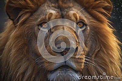 AI generated illustration of a portrait of a majestic lion Cartoon Illustration