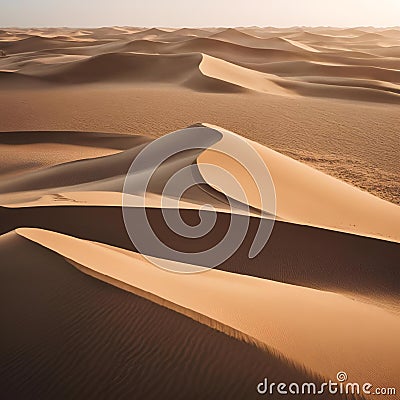 AI generated illustration of sandy dunes of a desert Cartoon Illustration