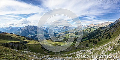 AI generated illustration of stunning panoramic mountains landscape Cartoon Illustration