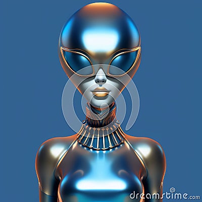 AI generated illustration of a super cool and ultra-stylish female alien Cartoon Illustration