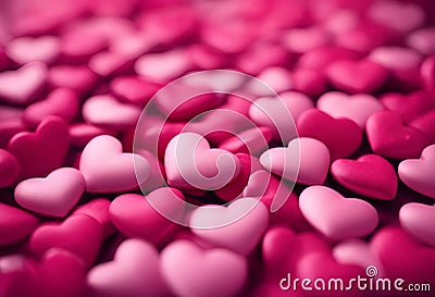 AI generated illustration of A Valentine's Day-themed backdrop featuring an array of pink hearts Cartoon Illustration