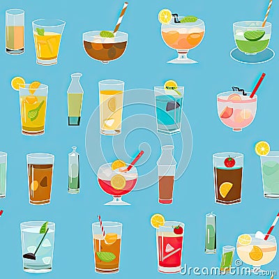 AI generated illustration of a vibrant and colorful selection of drinks for wallpapers Cartoon Illustration