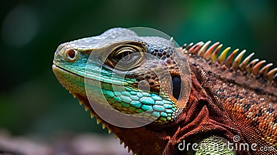 AI generated illustration of a vibrant green Chameleon (Chamaeleonidae) Cartoon Illustration