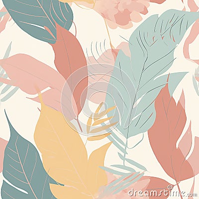 AI generated illustration of a vibrant, textured background with an abundance of leaves Cartoon Illustration