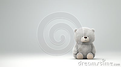 AI generated illustration of a white teddy bear seated with its head up and side facing away Cartoon Illustration