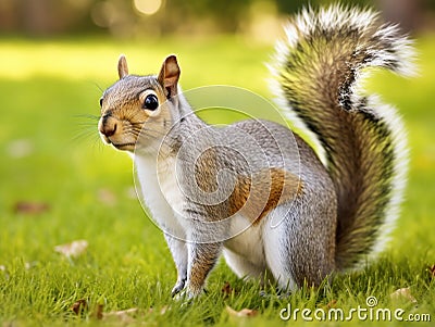 Ai Generated illustration Wildlife Concept of American gray squirrel on white background Cartoon Illustration