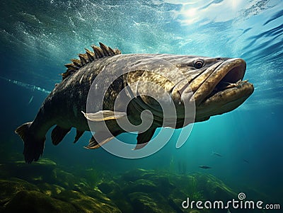 Ai Generated illustration Wildlife Concept of The Catfish (Silurus Glanis). Cartoon Illustration