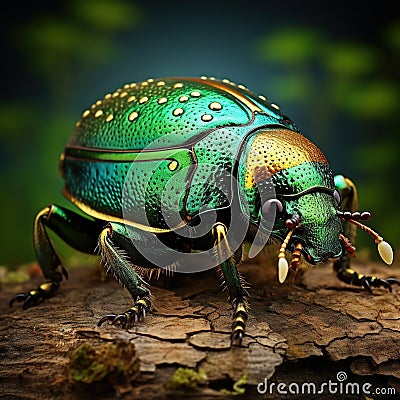 Ai Generated illustration Wildlife Concept of Cetonia aurata Cartoon Illustration