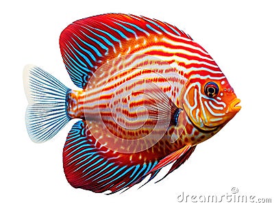 Ai Generated illustration Wildlife Concept of Colorful Discus Fish Isolated on White Background Cartoon Illustration