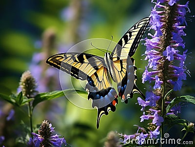 Ai Generated illustration Wildlife Concept of Eastern Tiger Swallowtail Butterfly Cartoon Illustration