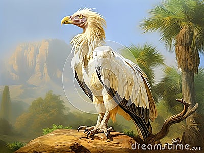 Ai Generated illustration Wildlife Concept of Egyptian Vulture Cartoon Illustration