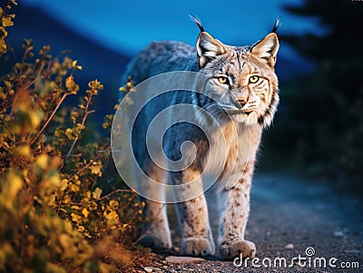 Ai Generated illustration Wildlife Concept of Lynx in Denali National Park Cartoon Illustration