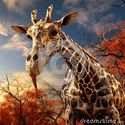 Ai Generated illustration Wildlife Concept of Trachelophorus giraffa Cartoon Illustration