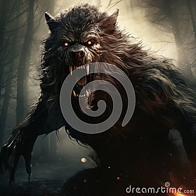 Ai Generated illustration Wildlife Concept of Werewolf Wolf Monster Beast Isolated Cartoon Illustration