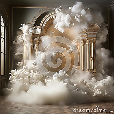 AI generated illustration of a wispy cloud of fluffy smoke Cartoon Illustration