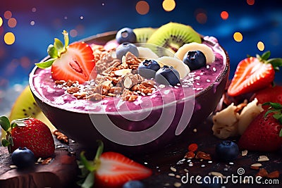 Acai smoothie bowl healthy food background Stock Photo