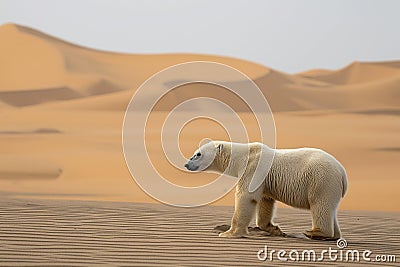 Animals in the wrong place global warming climate changes AI generated Stock Photo