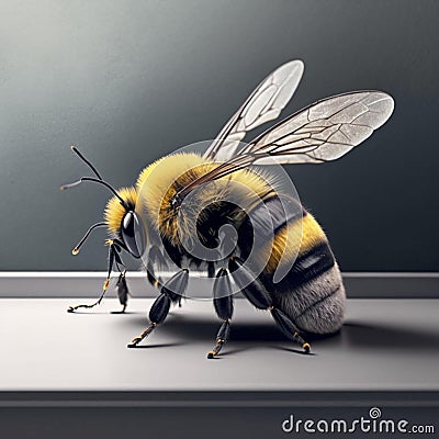 Bee perched on a white ledge Stock Photo