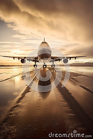 Ai generated image of big airplane on airfield Stock Photo