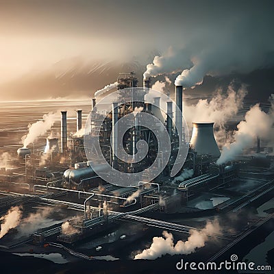 Geothermal power plant Stock Photo