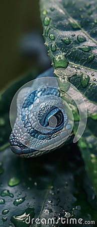 AI generated image, blue lizard lizards gekko hyper realism realistic photography Stock Photo