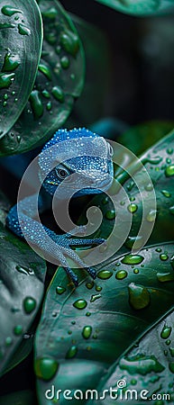 AI generated image, blue lizard lizards gekko hyper realism realistic photography Stock Photo