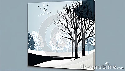 Whispers of Winter: A Peaceful Winter Landscape, Made with Generative AI Stock Photo